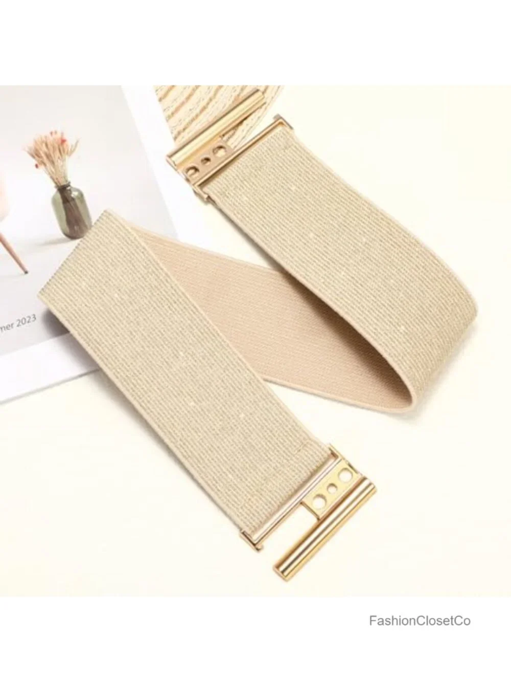 Womens Wide Elastic Waist Cinch Belt Vintage Trimmer Belt for Dresses